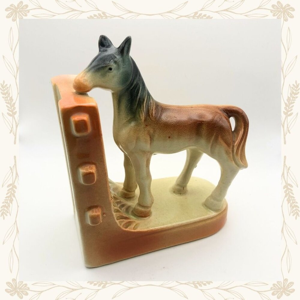 Vintage Ceramic Horse Bookend